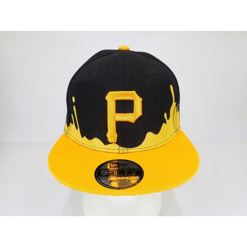 New Era 9FIFTY Pittsburgh Pirates Snapback Hat Black Yellow Paint Drip MLB